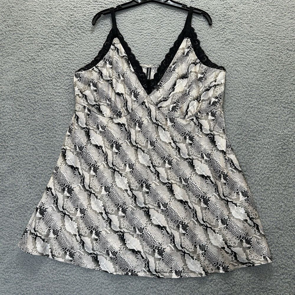 Torrid Curve Babydoll Chemise Womens 2X Snake‎ Print Satin Lace Trim Night Slip